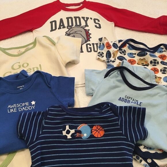 Six 12 month onesies red blue green good conditio - Picture 4 of 10